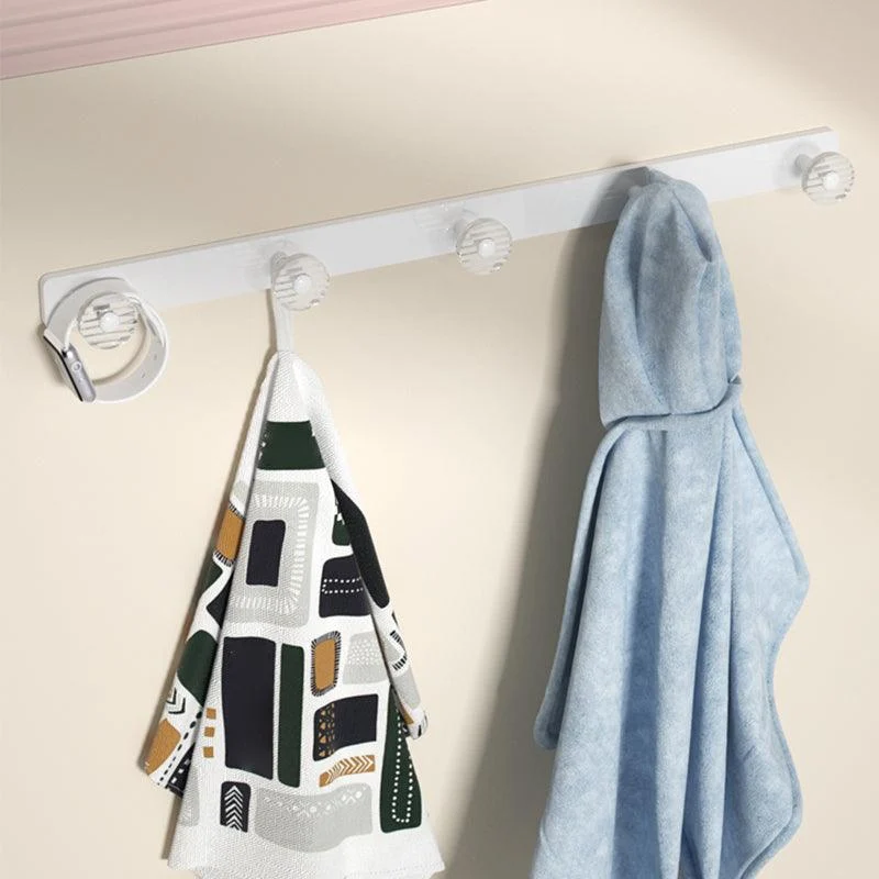 White Bathroom Accessory Set Metal & Acrylic Bathroom Set with Bath Shelf/Robe Hooks -Bathlova