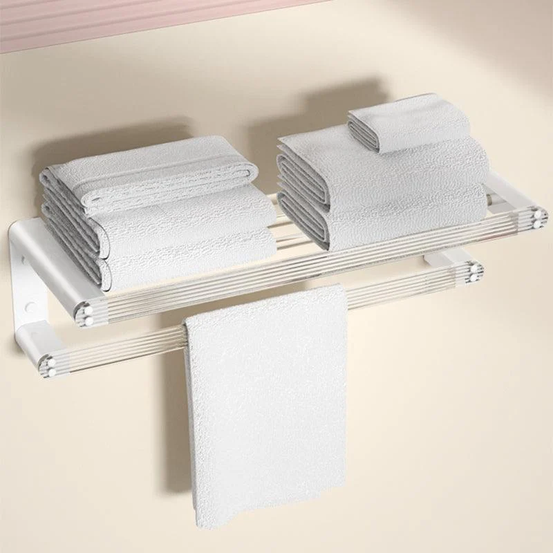 White Bathroom Accessory Set Metal & Acrylic Bathroom Set with Bath Shelf/Robe Hooks -Bathlova