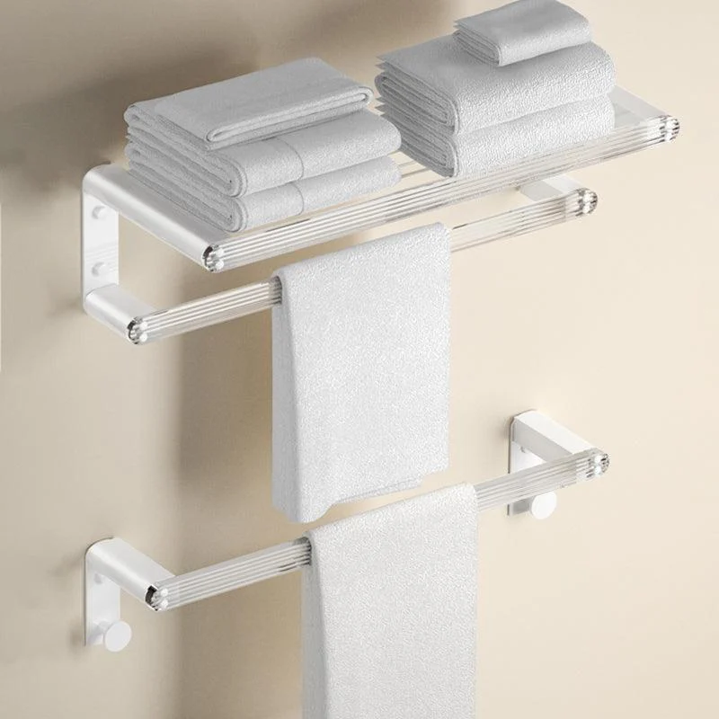 White Bathroom Accessory Set Metal & Acrylic Bathroom Set with Bath Shelf/Robe Hooks -Bathlova