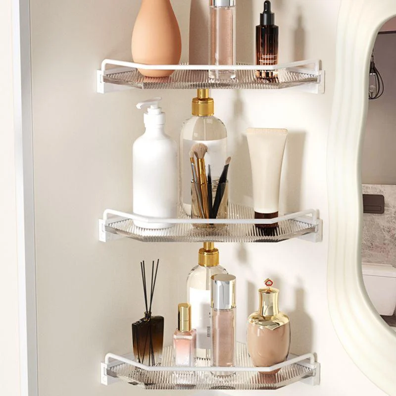 White Bathroom Accessory Set Metal & Acrylic Bathroom Set with Bath Shelf/Robe Hooks -Bathlova