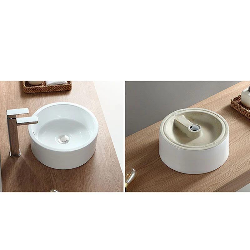 White Bathroom Sink Vessel Porcelain Bathroom Sink (Not Including Tap) -Bathlova