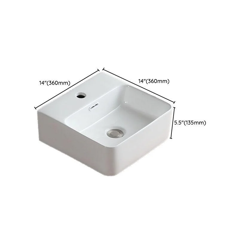 White Bathroom Sink Vessel Porcelain Bathroom Sink (Not Including Tap) -Bathlova