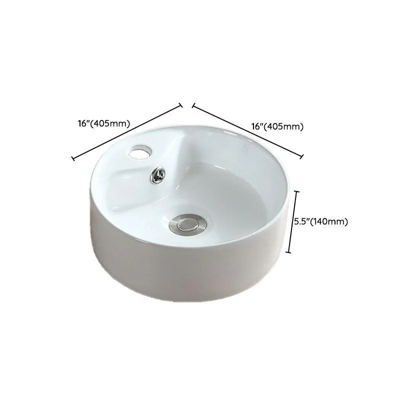 White Bathroom Sink Vessel Porcelain Bathroom Sink (Not Including Tap) -Bathlova