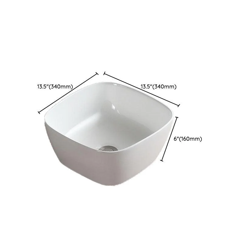 White Bathroom Sink Vessel Porcelain Bathroom Sink (Not Including Tap) -Bathlova