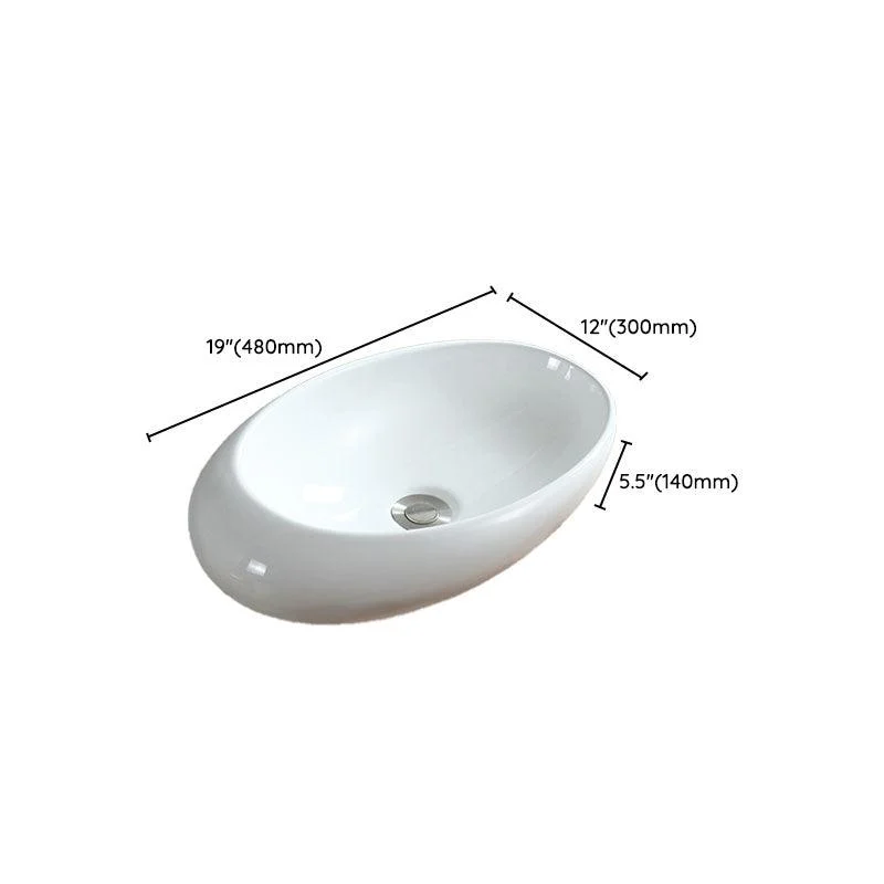 White Bathroom Sink Vessel Porcelain Bathroom Sink (Not Including Tap) -Bathlova