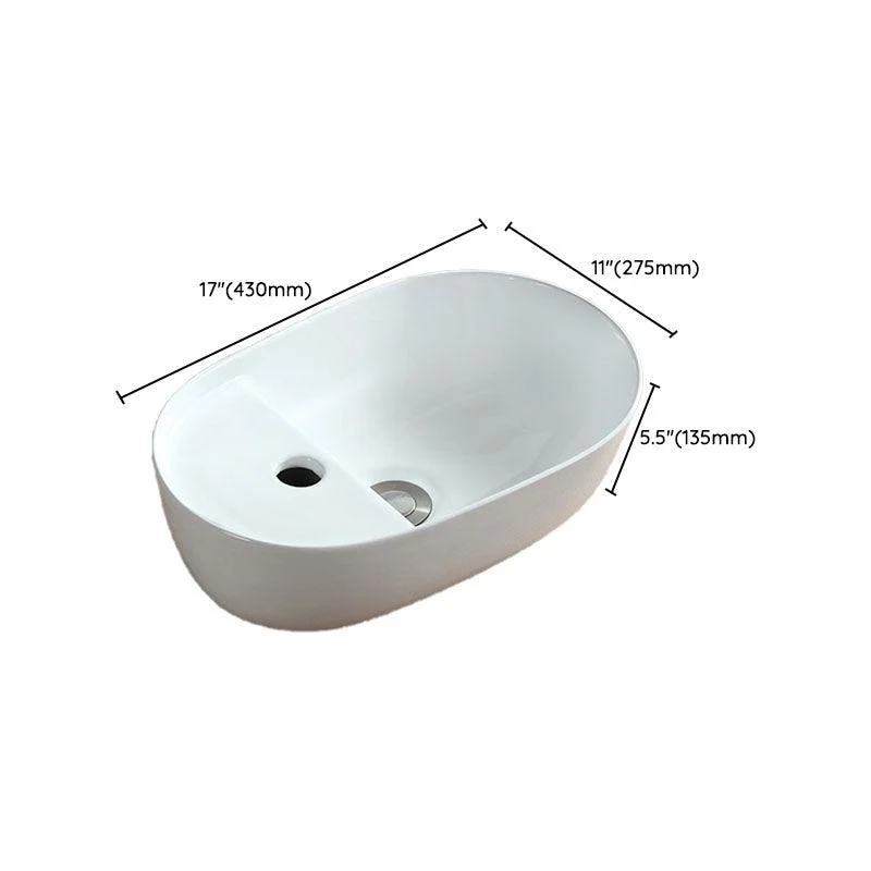 White Bathroom Sink Vessel Porcelain Bathroom Sink (Not Including Tap) -Bathlova