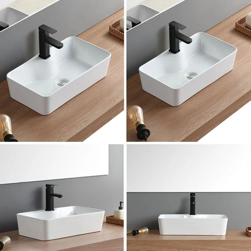 White Bathroom Sink Vessel Porcelain Bathroom Sink (Not Including Tap) -Bathlova