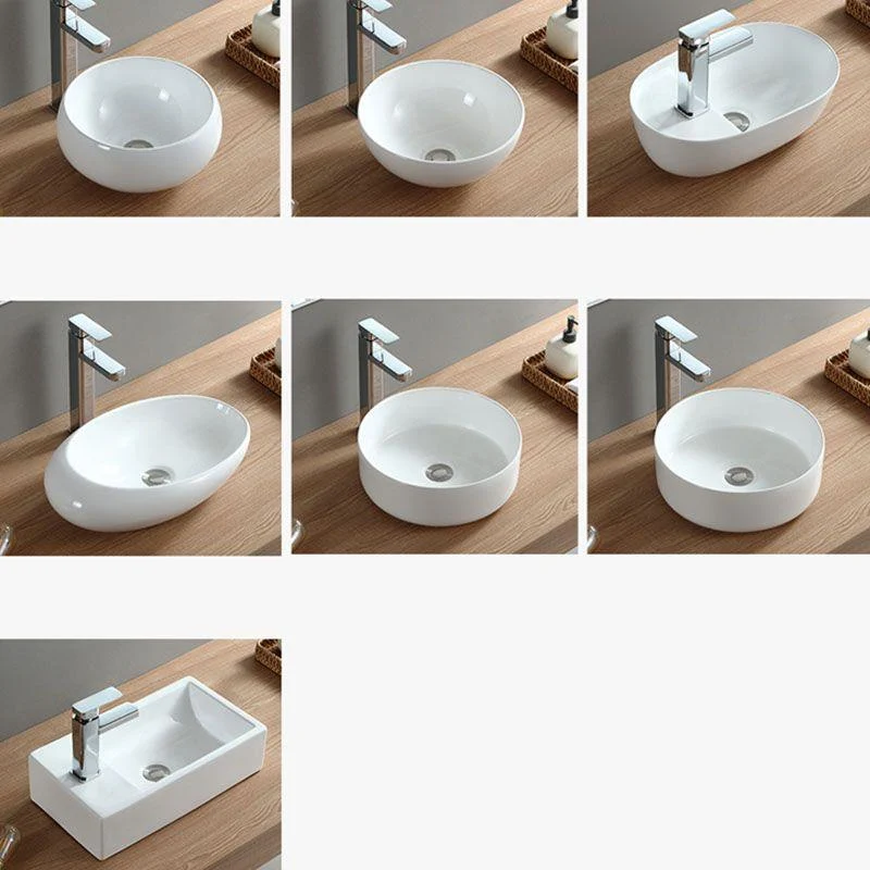 White Bathroom Sink Vessel Porcelain Bathroom Sink (Not Including Tap) -Bathlova