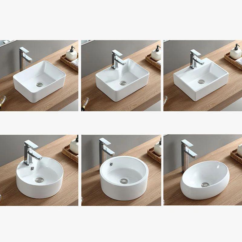 White Bathroom Sink Vessel Porcelain Bathroom Sink (Not Including Tap) -Bathlova