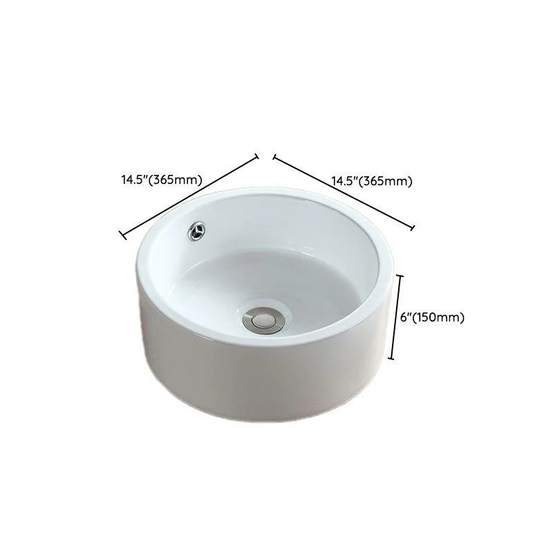 White Bathroom Sink Vessel Porcelain Bathroom Sink (Not Including Tap) -Bathlova