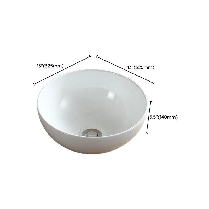 White Bathroom Sink Vessel Porcelain Bathroom Sink (Not Including Tap) -Bathlova