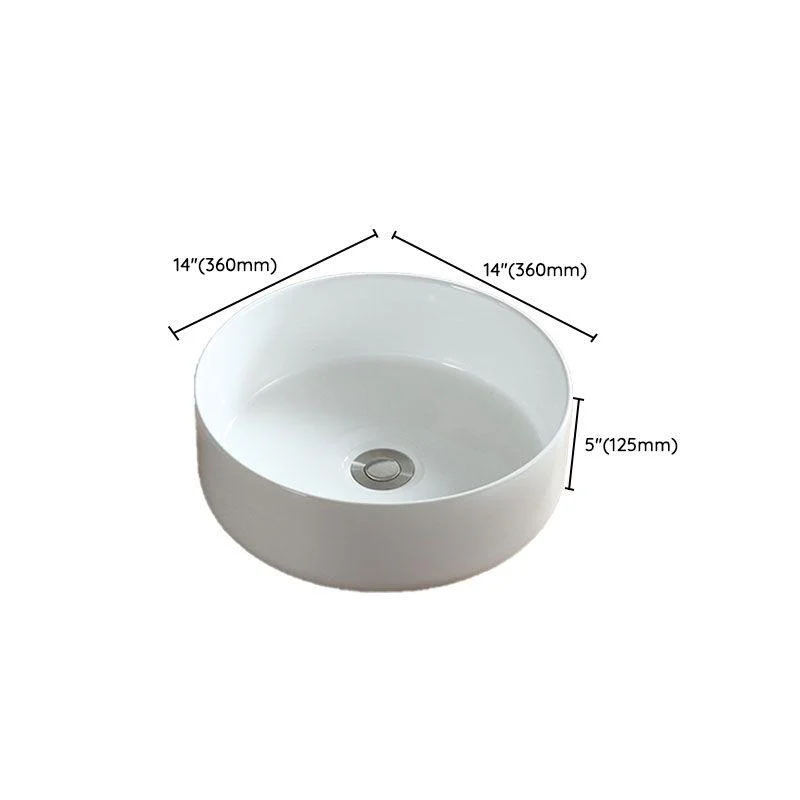 White Bathroom Sink Vessel Porcelain Bathroom Sink (Not Including Tap) -Bathlova