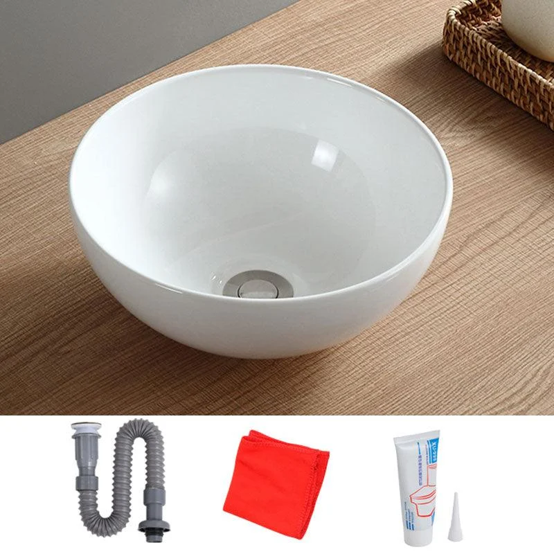 White Bathroom Sink Vessel Porcelain Bathroom Sink (Not Including Tap) -Bathlova