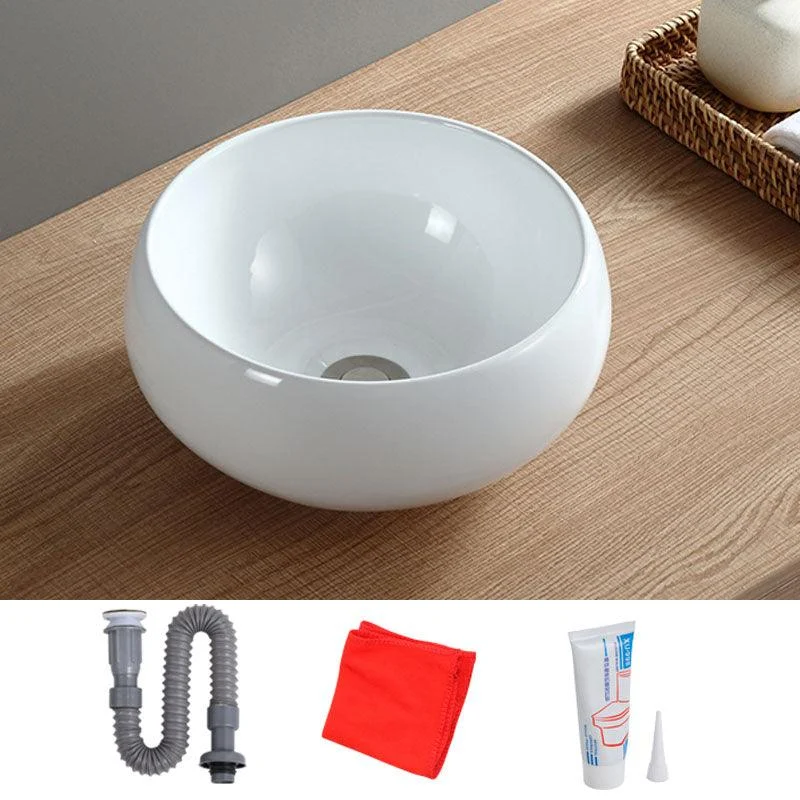 White Bathroom Sink Vessel Porcelain Bathroom Sink (Not Including Tap) -Bathlova