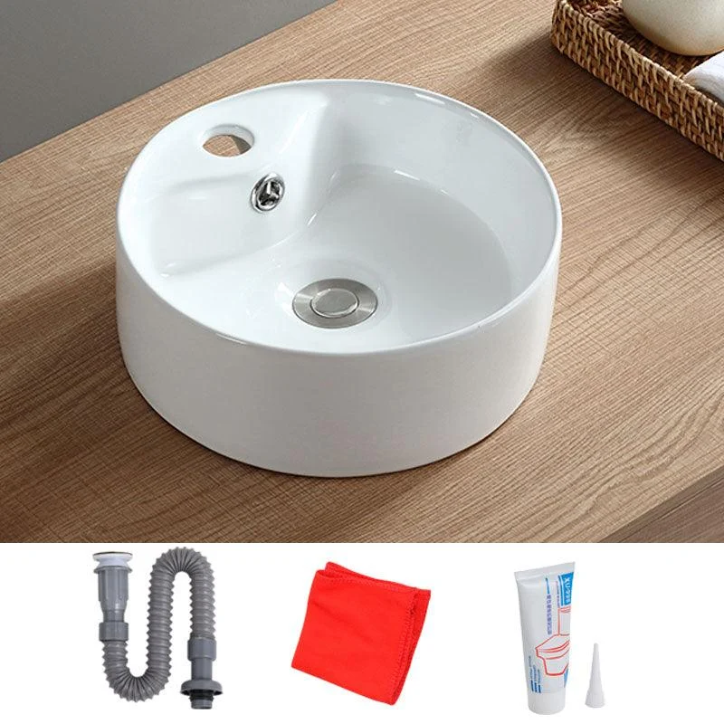 White Bathroom Sink Vessel Porcelain Bathroom Sink (Not Including Tap) -Bathlova