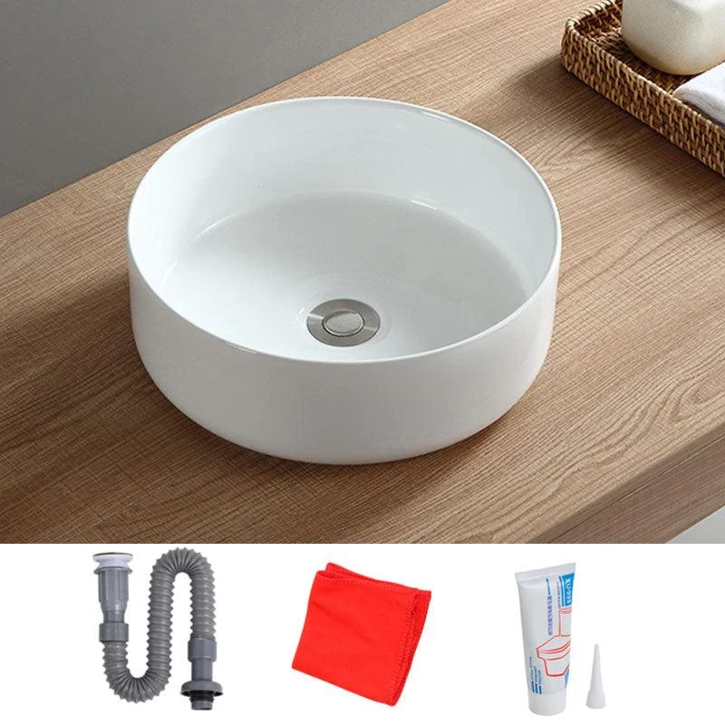 White Bathroom Sink Vessel Porcelain Bathroom Sink (Not Including Tap) -Bathlova