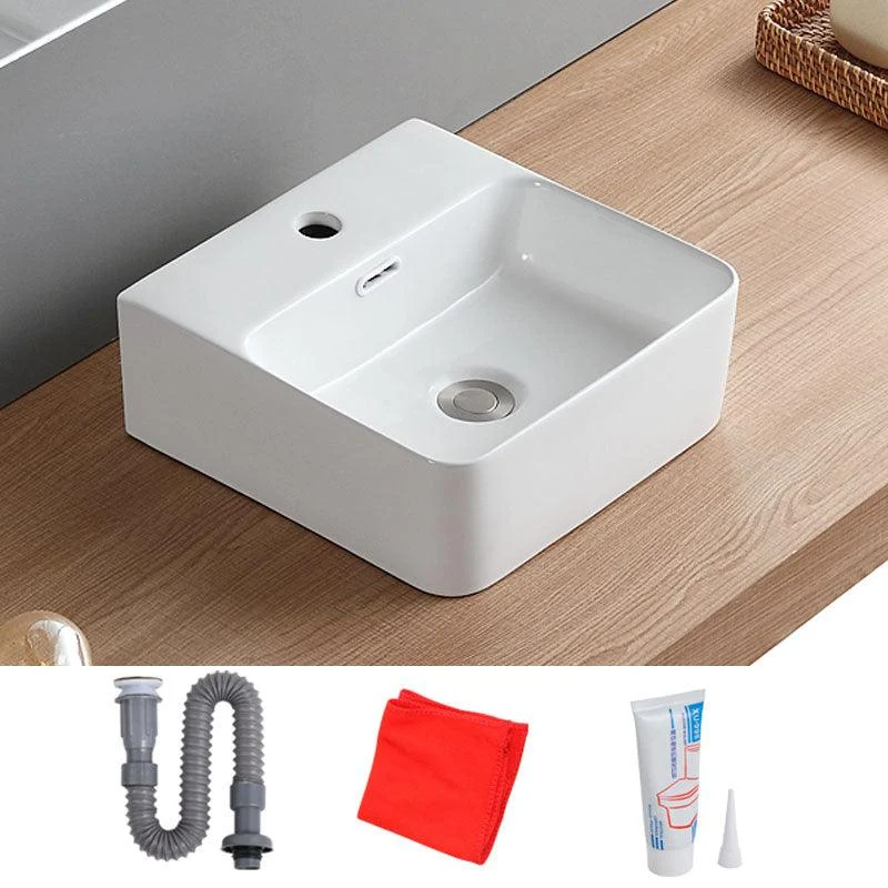 White Bathroom Sink Vessel Porcelain Bathroom Sink (Not Including Tap) -Bathlova