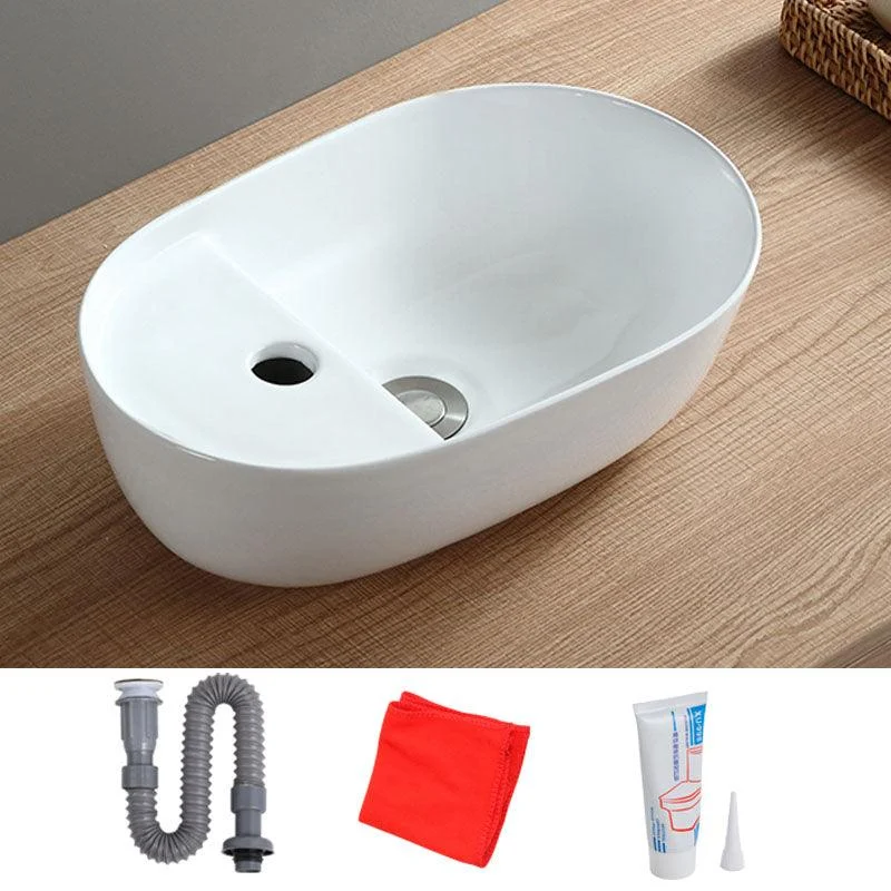 White Bathroom Sink Vessel Porcelain Bathroom Sink (Not Including Tap) -Bathlova