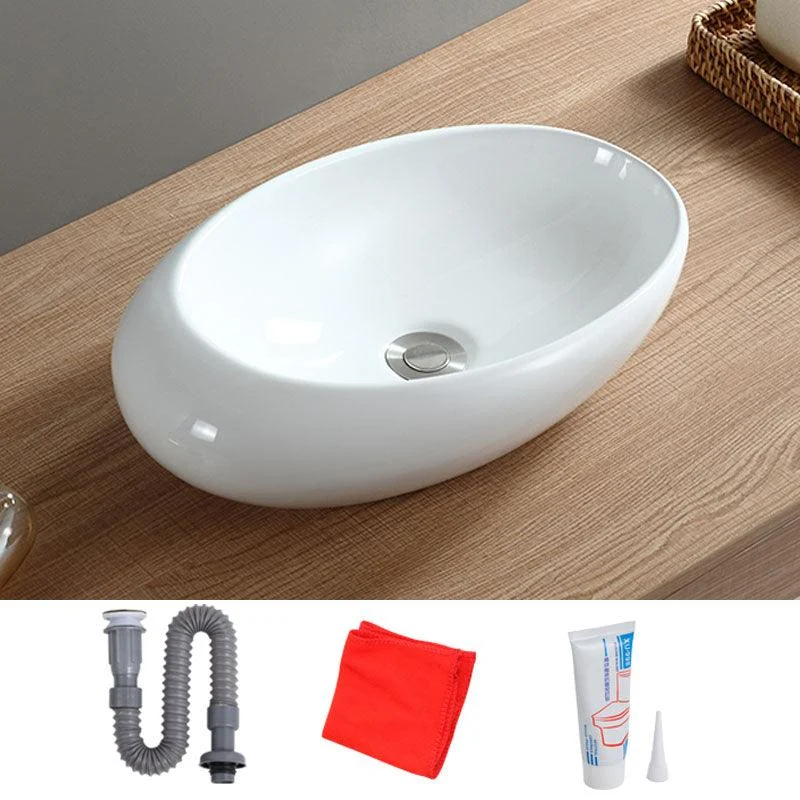 White Bathroom Sink Vessel Porcelain Bathroom Sink (Not Including Tap) -Bathlova