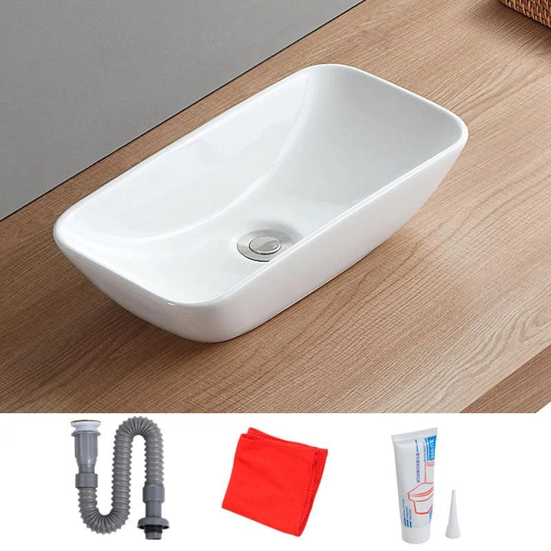 White Bathroom Sink Vessel Porcelain Bathroom Sink (Not Including Tap) -Bathlova