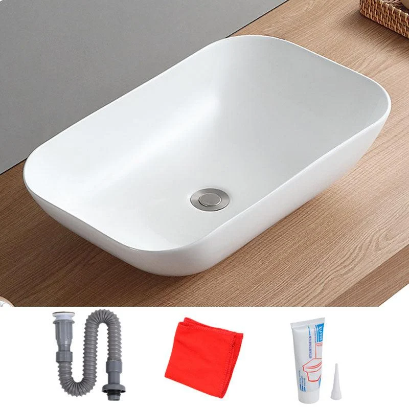 White Bathroom Sink Vessel Porcelain Bathroom Sink (Not Including Tap) -Bathlova