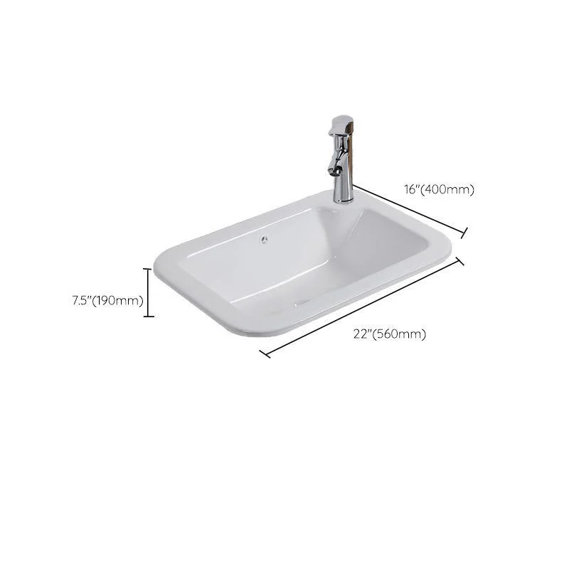 White Drop-in Bathroom Sink Porcelain Wash Stand with Shut-Off Valve -Bathlova