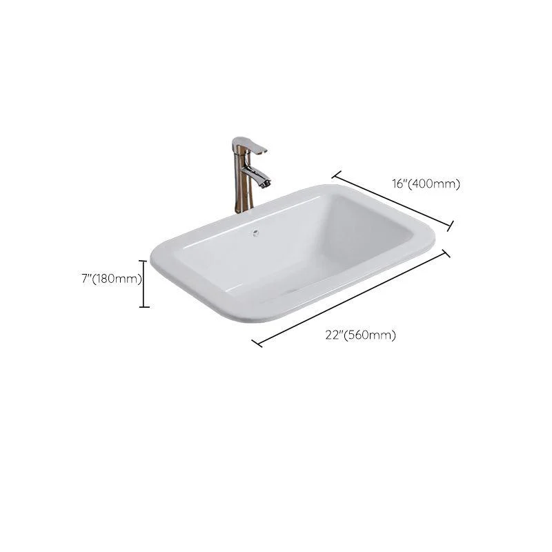 White Drop-in Bathroom Sink Porcelain Wash Stand with Shut-Off Valve -Bathlova