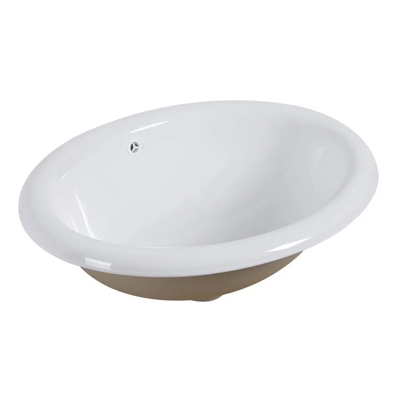 White Drop-in Bathroom Sink Porcelain Wash Stand with Shut-Off Valve -Bathlova