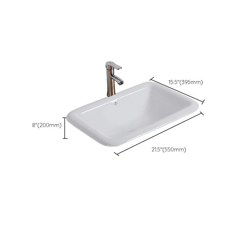 White Drop-in Bathroom Sink Porcelain Wash Stand with Shut-Off Valve -Bathlova