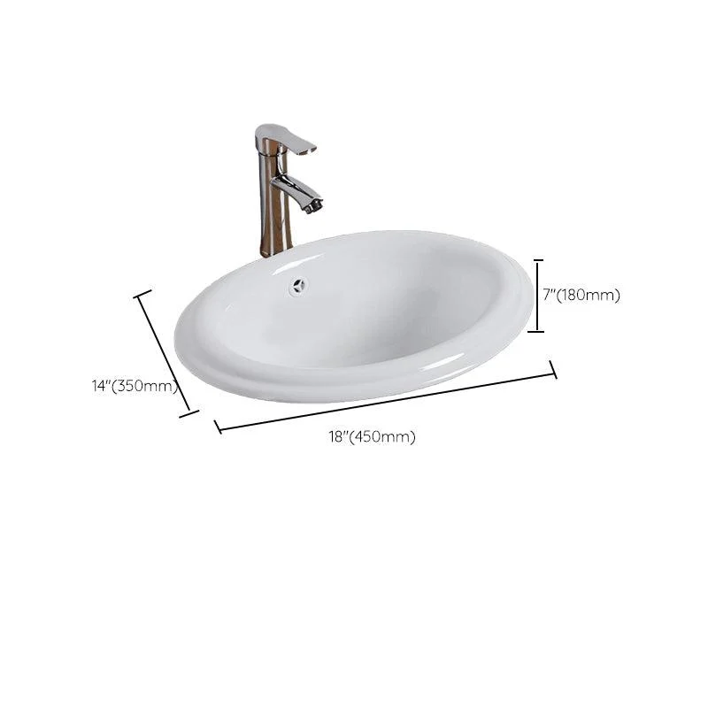 White Drop-in Bathroom Sink Porcelain Wash Stand with Shut-Off Valve -Bathlova