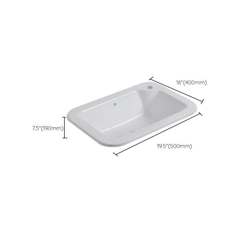 White Drop-in Bathroom Sink Porcelain Wash Stand with Shut-Off Valve -Bathlova