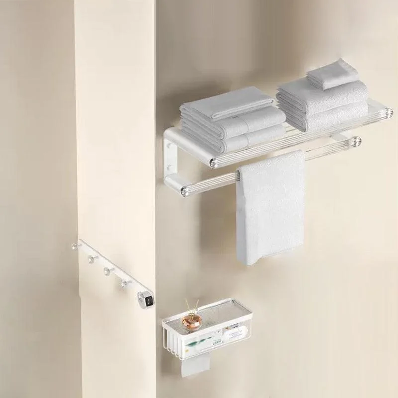 White Metal & Acrylic Bathroom Accessory as Individual or as a Set with Bath Shelf -Bathlova