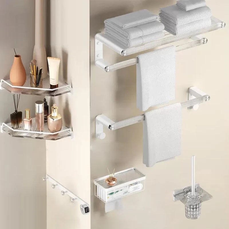 White Metal & Acrylic Bathroom Accessory as Individual or as a Set with Bath Shelf -Bathlova