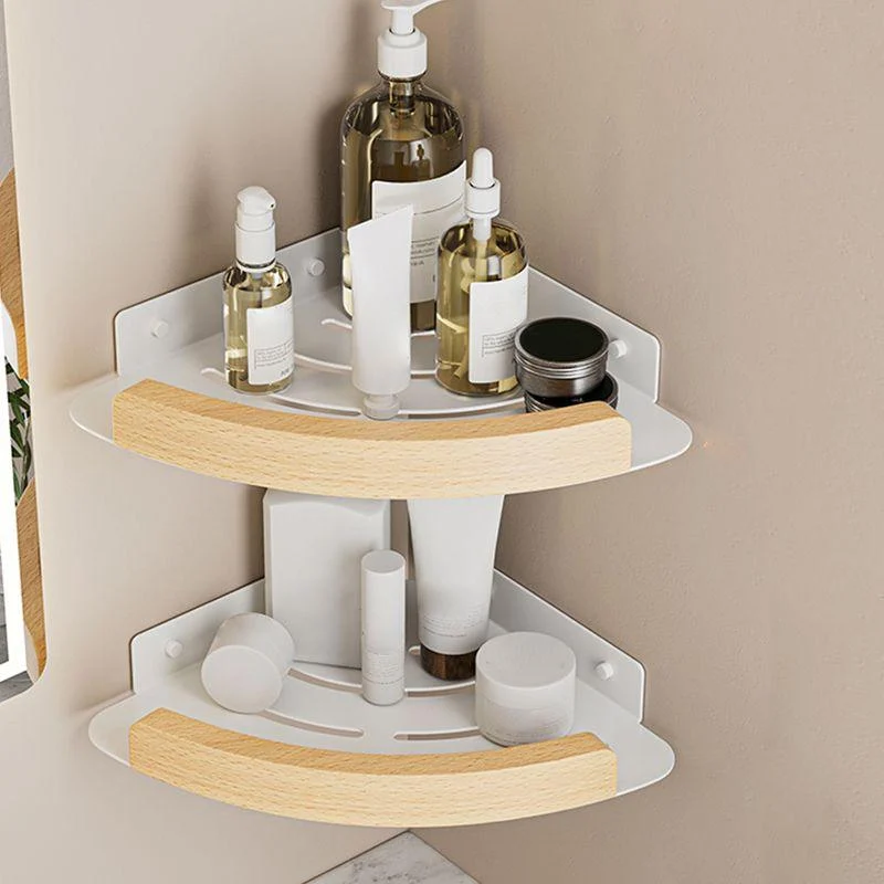 White Metal and Solid Wood Bathroom Accessories Hardware Set -Bathlova