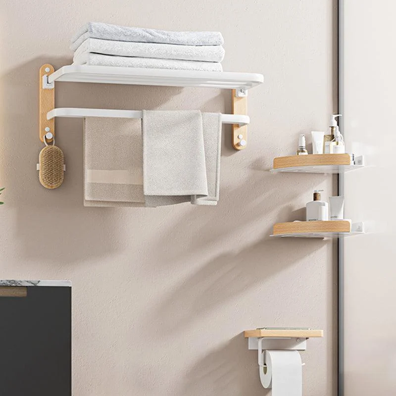 White Metal and Solid Wood Bathroom Accessories Hardware Set -Bathlova