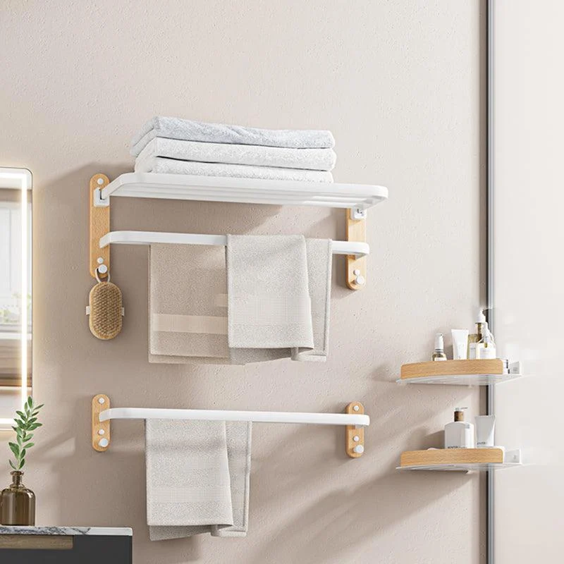 White Metal and Solid Wood Bathroom Accessories Hardware Set -Bathlova