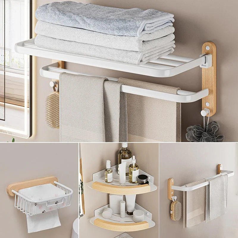 White Metal and Solid Wood Bathroom Accessories Hardware Set -Bathlova