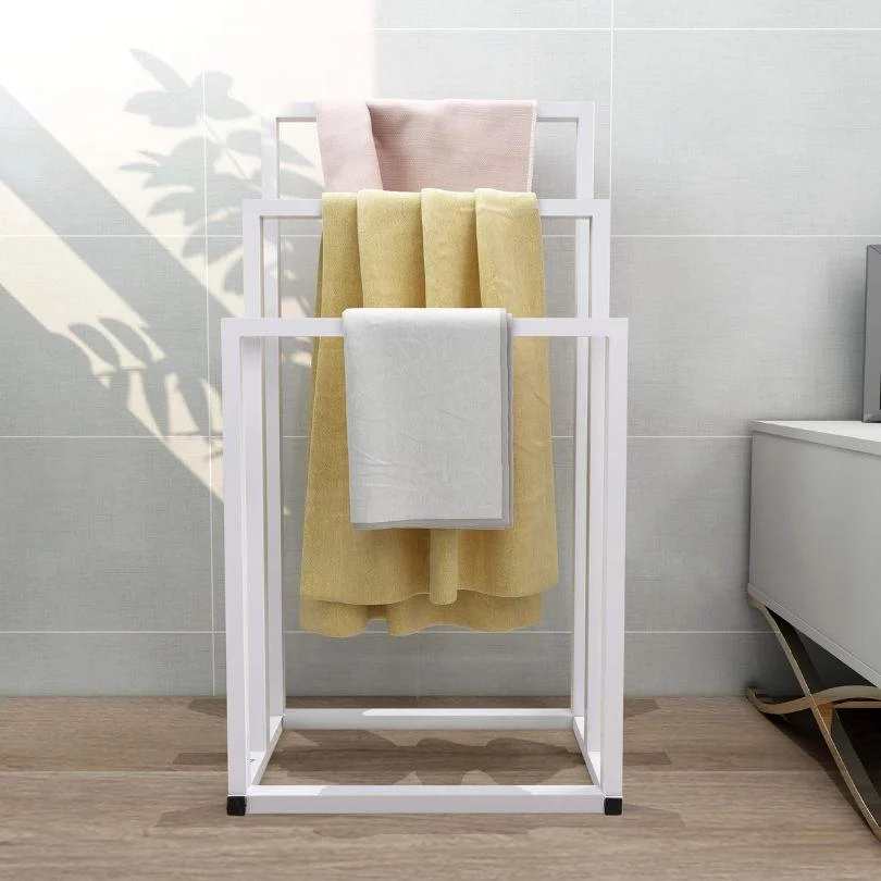 White Metal Freestanding 3-Tier Towel Rack Holder -Bathlova