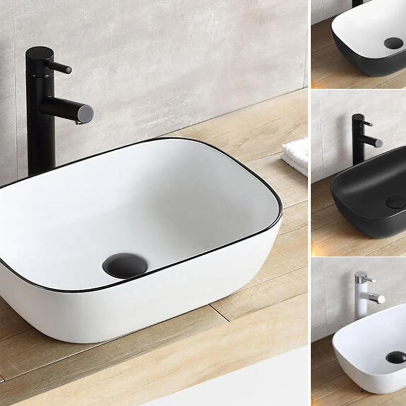 White Modern Sink Washroom Ceramic Rod Handle Tap Bathroom Sink -Bathlova