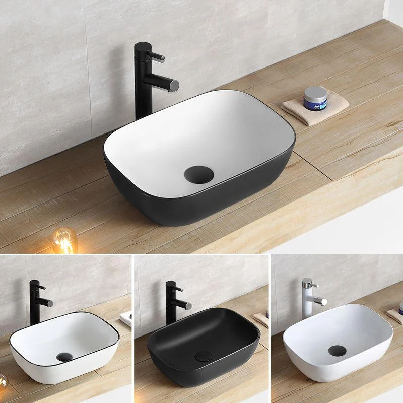 White Modern Sink Washroom Ceramic Rod Handle Tap Bathroom Sink -Bathlova