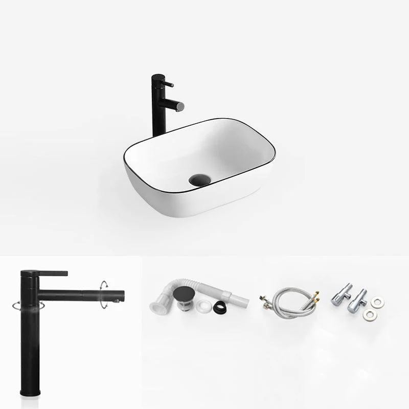 White Modern Sink Washroom Ceramic Rod Handle Tap Bathroom Sink -Bathlova