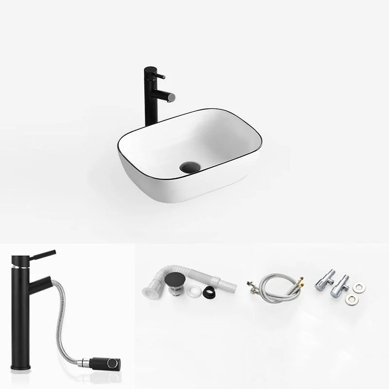 White Modern Sink Washroom Ceramic Rod Handle Tap Bathroom Sink -Bathlova