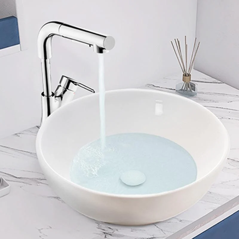 White Porcelain Bathroom Sink with Overflow Vessel Bathroom Sink -Bathlova