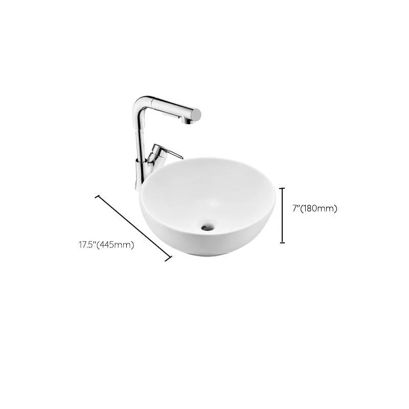 White Porcelain Bathroom Sink with Overflow Vessel Bathroom Sink -Bathlova