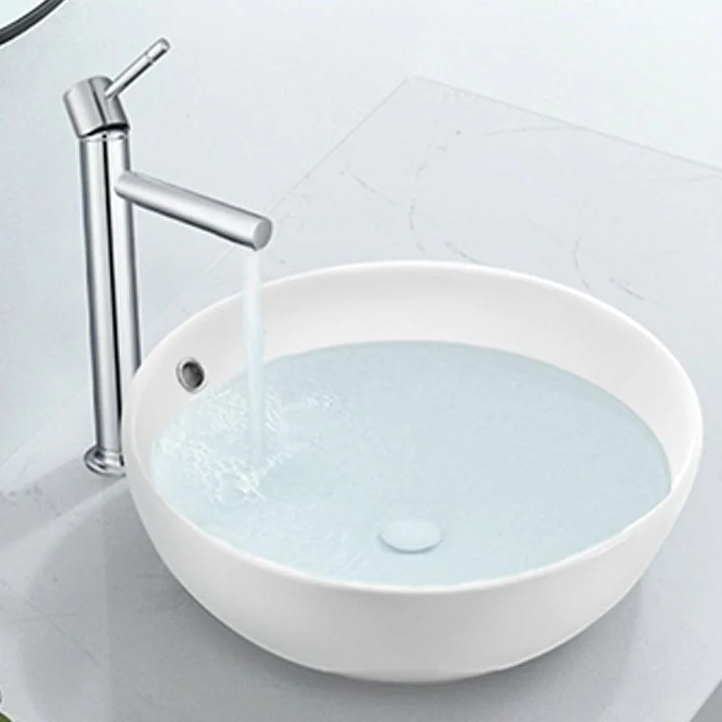 White Porcelain Bathroom Sink with Overflow Vessel Bathroom Sink -Bathlova