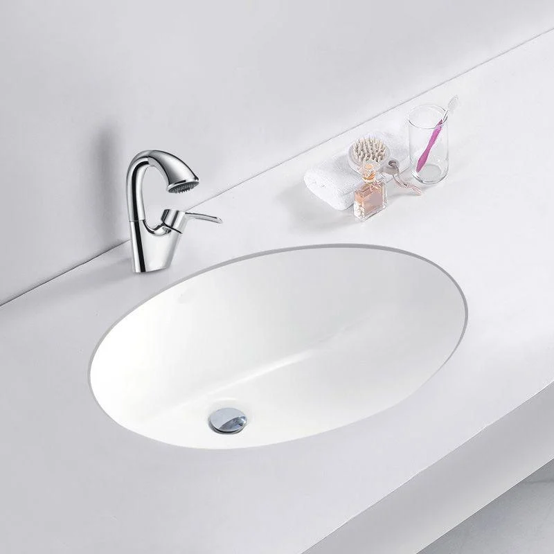 White Porcelain Bathroom Sink with Overflow Vessel Bathroom Sink -Bathlova