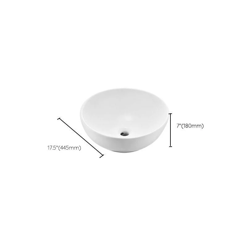 White Porcelain Bathroom Sink with Overflow Vessel Bathroom Sink -Bathlova