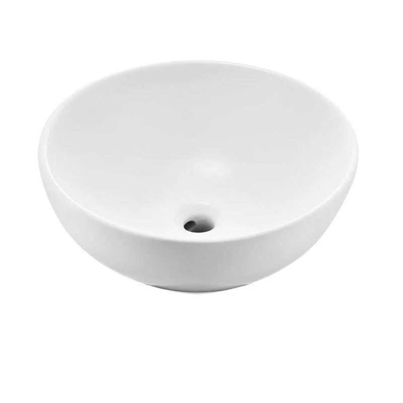 White Porcelain Bathroom Sink with Overflow Vessel Bathroom Sink -Bathlova