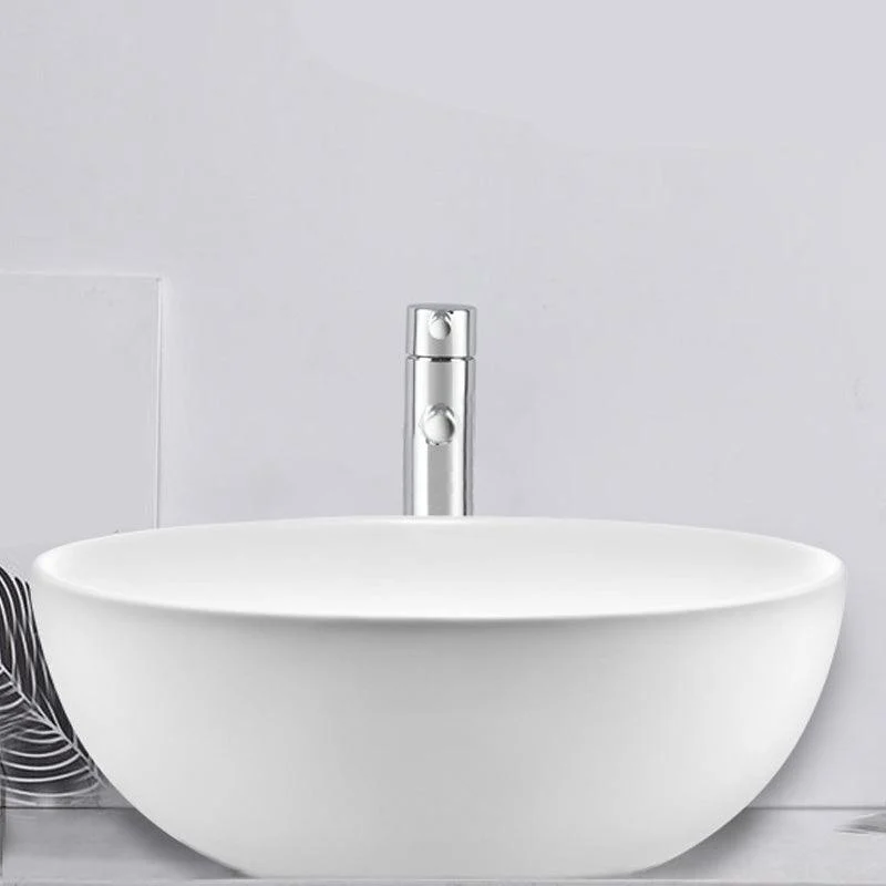 White Porcelain Bathroom Sink with Overflow Vessel Bathroom Sink -Bathlova