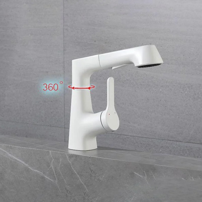 White Pull-out Bathroom Sink Tap Hot and Cold Water Adjustable Hand Held Tap -Bathlova